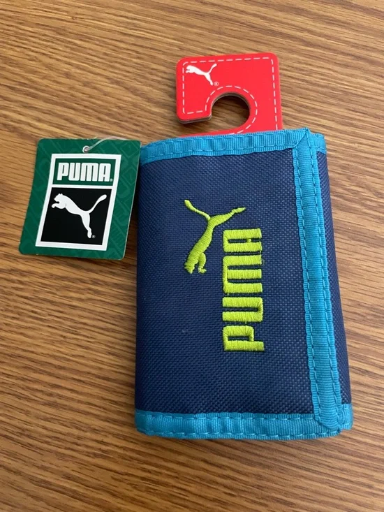 Puma Black Wallet with Bright Teal Trim and Lime Accent - Picture 5 of 5